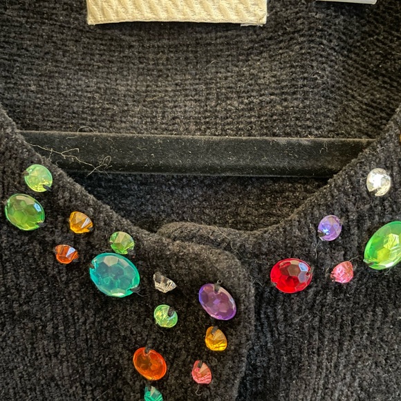 Rainbow #Rhinestone #Chenille Cardigan - Picture 5 of 7